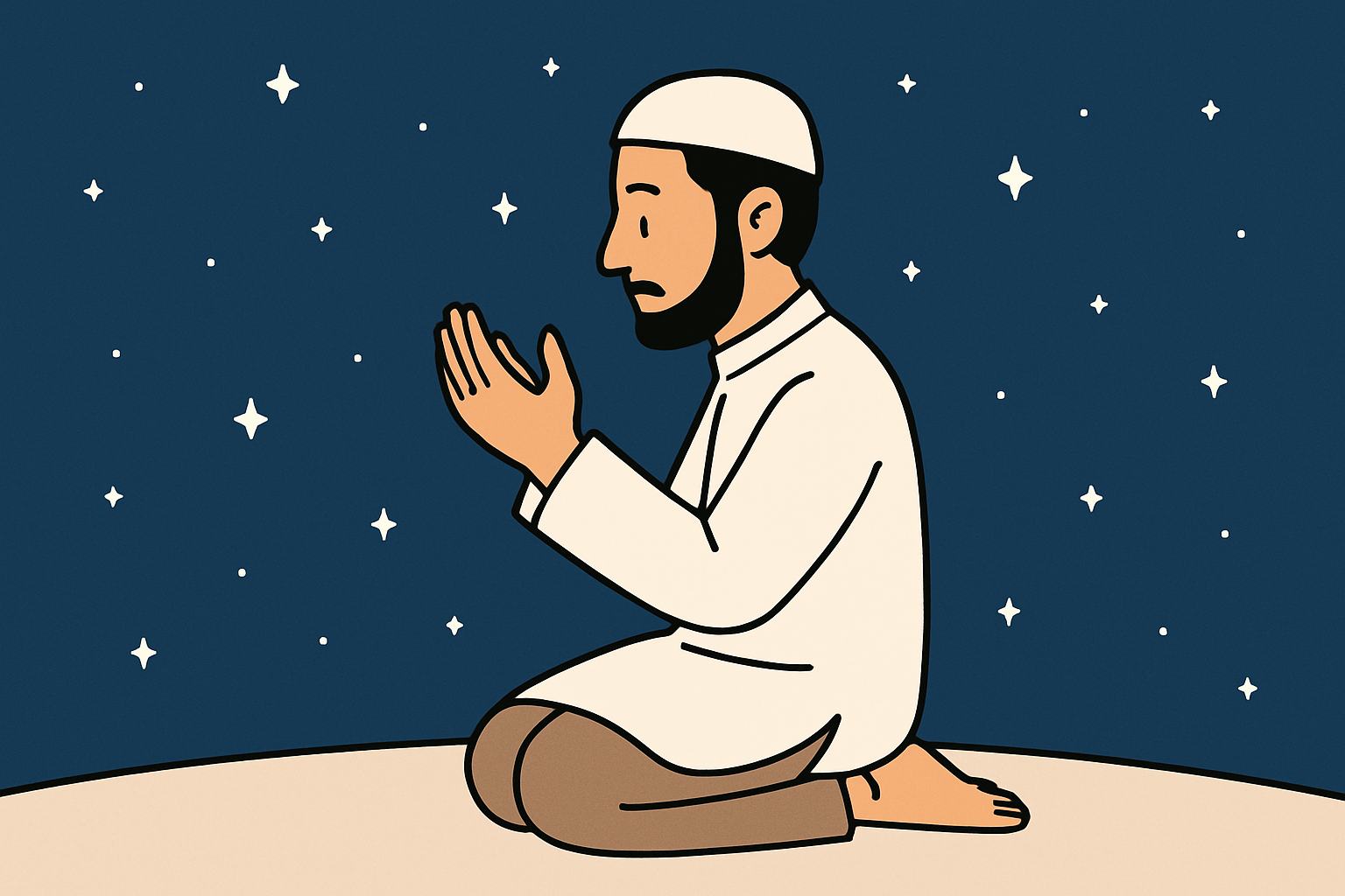 Cielo notturno stellato per la preghiera dell'Isha